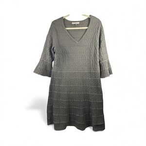 Danny and Nicole Gray V-Neck Knit Dress 1X